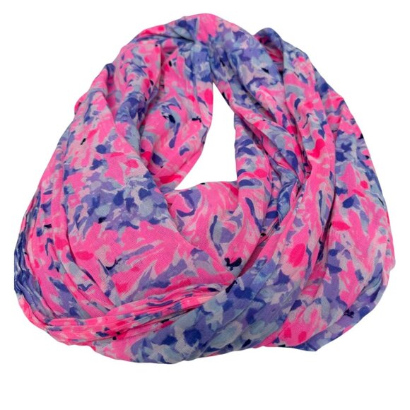Lilly Pulitzer Resort Infinity Scarf Cotton Preppy Pink Blue Print Loop - Picture 5 of 6